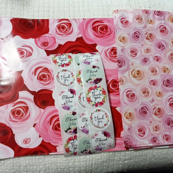 Rose Poly Mailers & Thank you Stickers - Picture 2 of 5